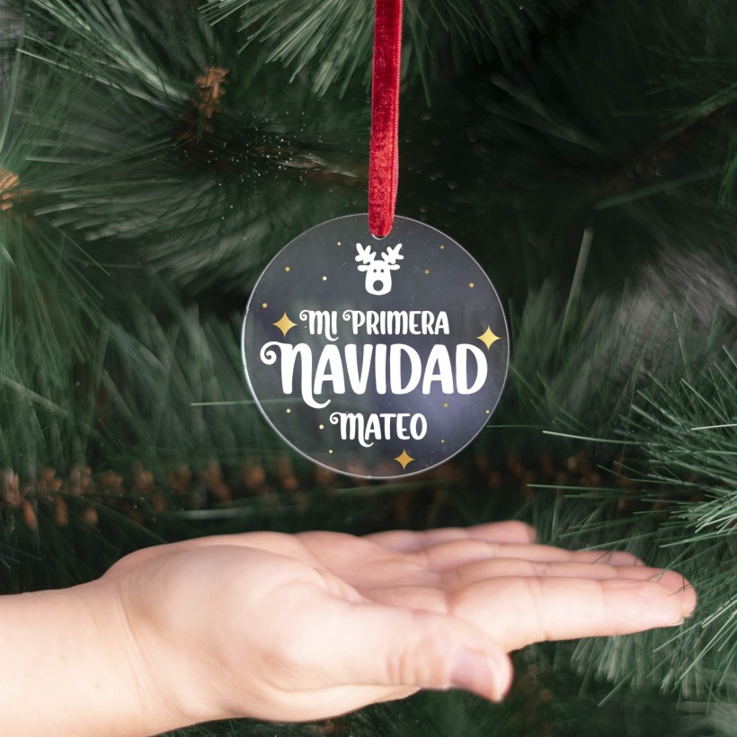 Bola de Navidad plana redonda - Mi primera Navidad