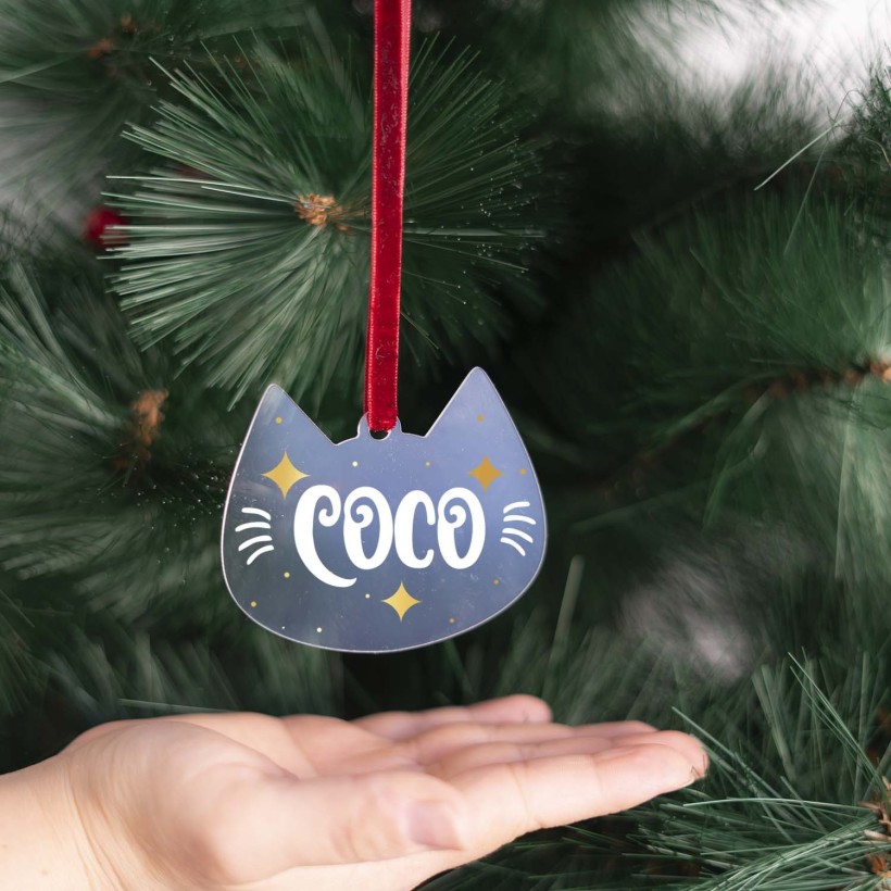 Bola de Navidad plana - Gato
