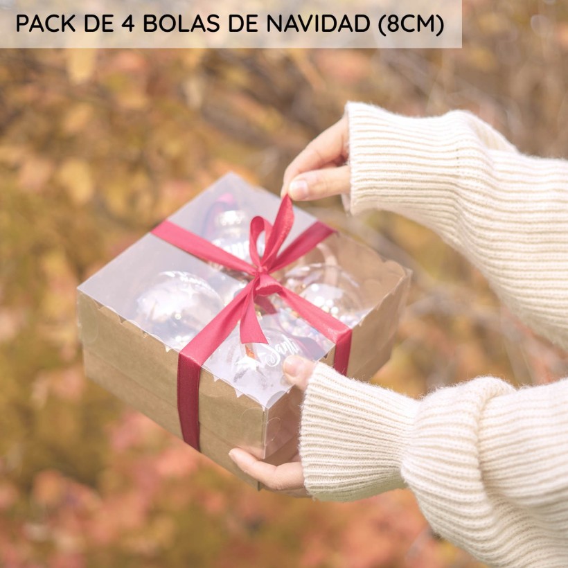 Pack de 4 bolas de Navidad de 8cm