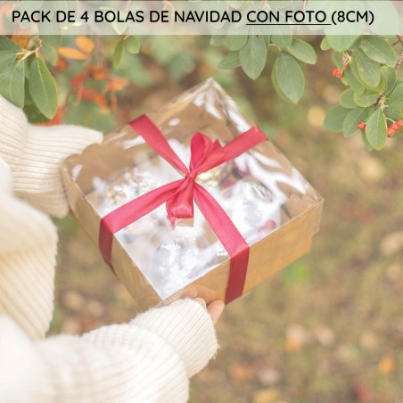 Pack (8cm) de 4 bolas de Navidad con foto
