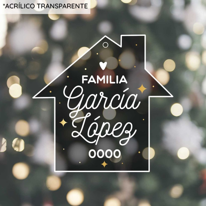 Adorno acrílico casa Navidad - Familia Adorno acrílico casa Navidad - Familia