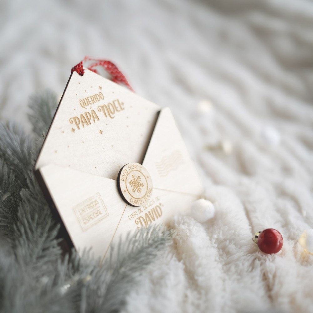 Sobre carta Navidad madera