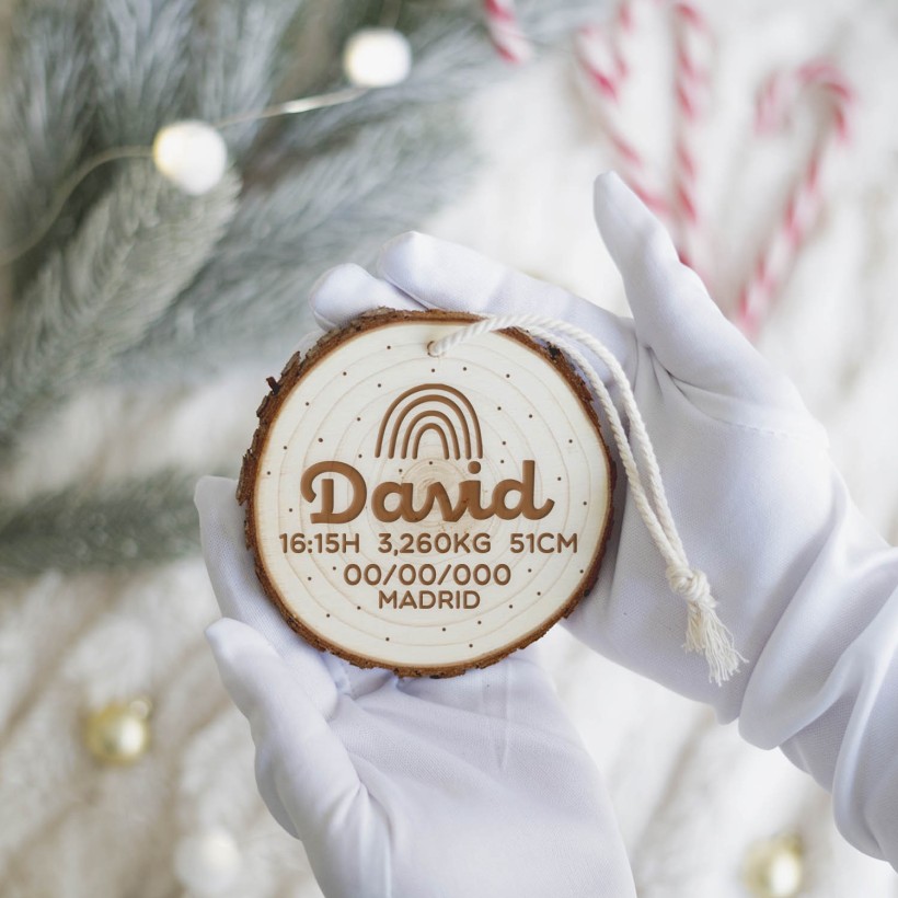 Rodaja árbol de navidad personalizada - Natalicio