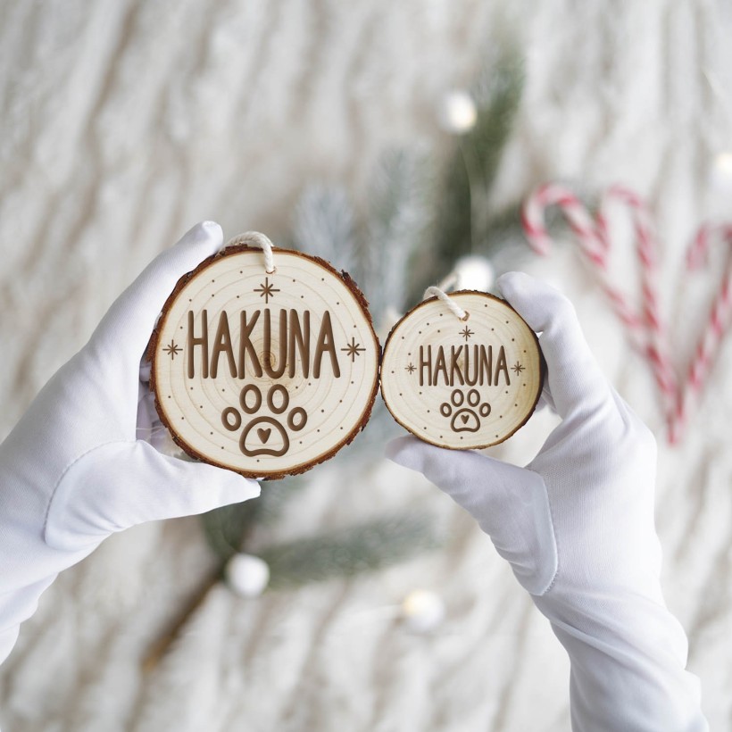 Rodaja árbol de navidad personalizada - Huella perro 2