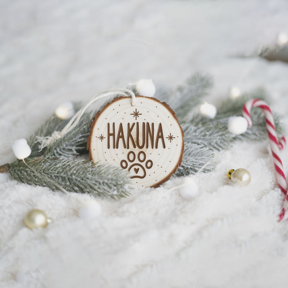 Rodaja árbol de navidad personalizada - Huella perro