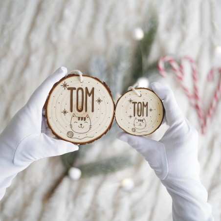 Rodaja árbol de navidad personalizada - Gato Rodaja árbol de navidad personalizada - Gato