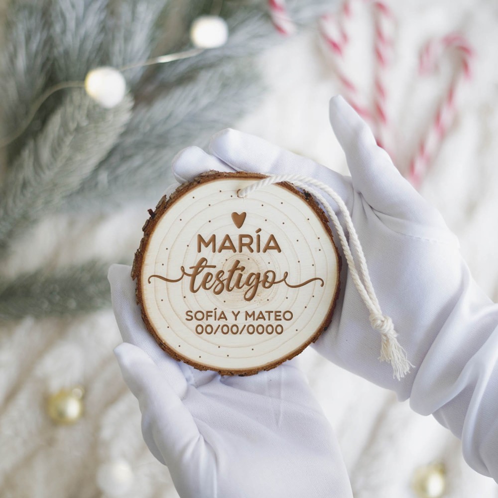 Rodaja árbol de navidad personalizada - Testigo