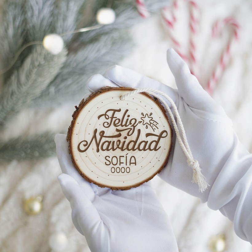 Rodaja árbol de navidad personalizada - Feliz Navidad