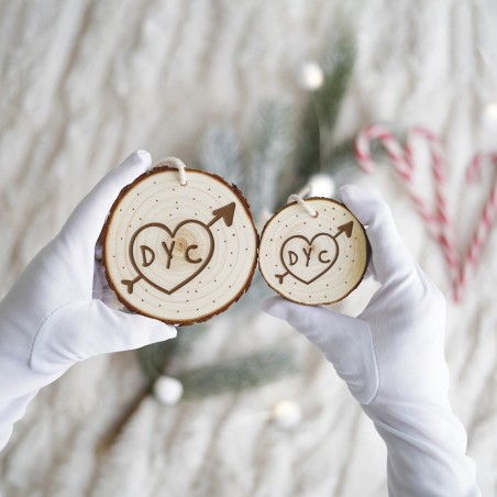 Rodaja árbol de navidad personalizada - Corazón