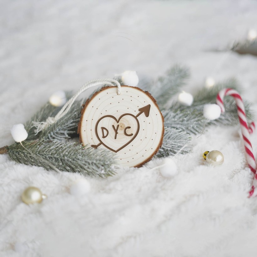 Rodaja árbol de navidad personalizada - Corazón