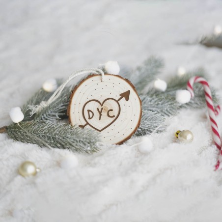 Rodaja árbol de navidad personalizada - Corazón