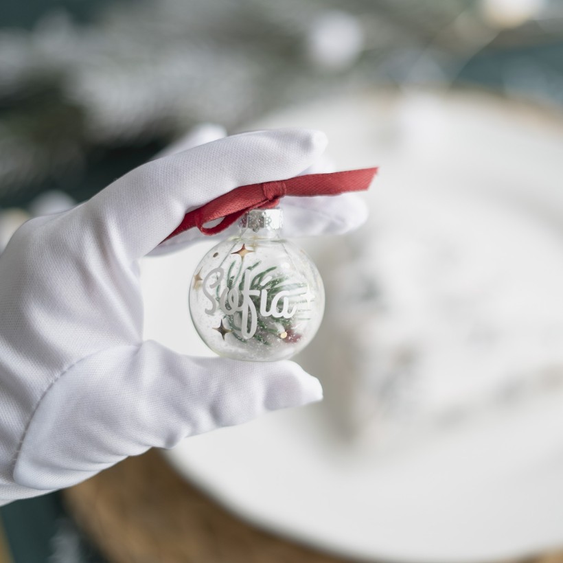 Marcasitio Navidad personalizado - Acebo con nieve