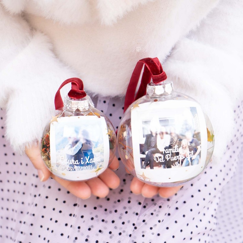 Bola de Navidad personalizada con foto tipo polaroid