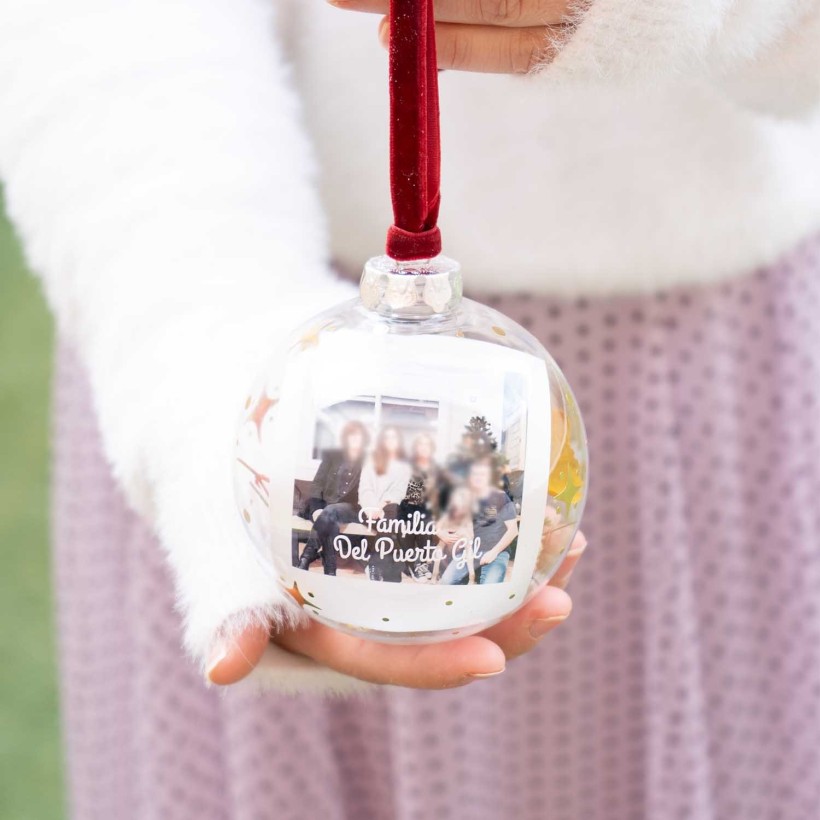 Bola de Navidad personalizada con foto tipo polaroid