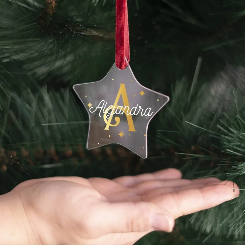 Adorno acrílico Navidad estrella - Inicial y nombre | Hakuna Mataza