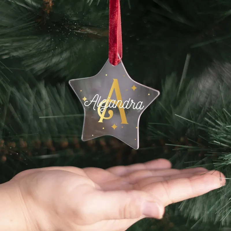 Adorno acrílico Navidad estrella - Inicial y nombre | Hakuna Mataza