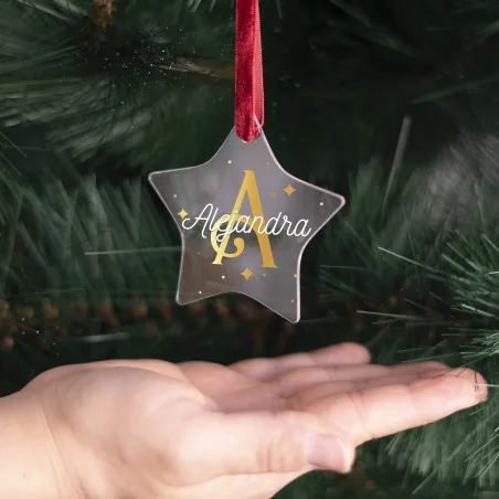Adorno acrílico Navidad estrella - Inicial y nombre | Hakuna Mataza