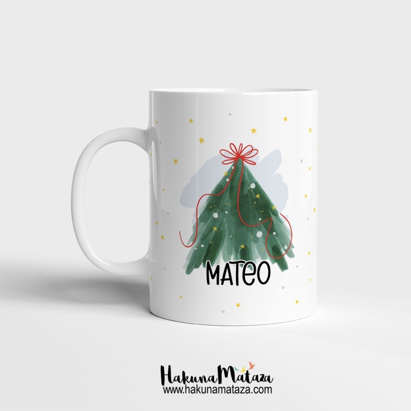 Taza personalizada Navidad - Nombre árbol de Navidad