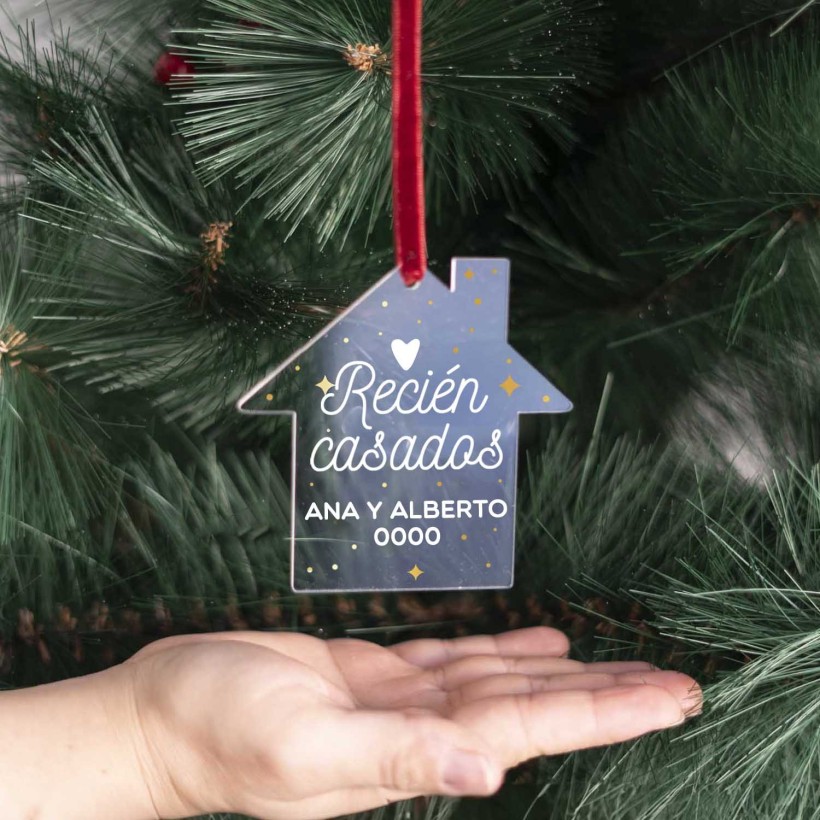 Bola de Navidad plana casa - Recién casados