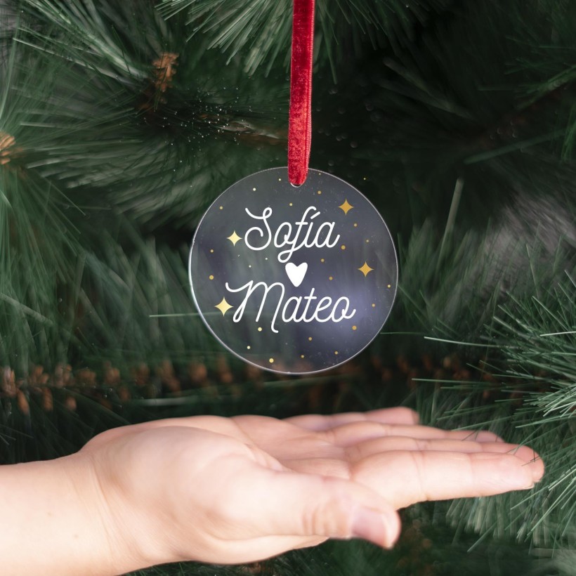 Bola de Navidad plana redonda - Pareja
