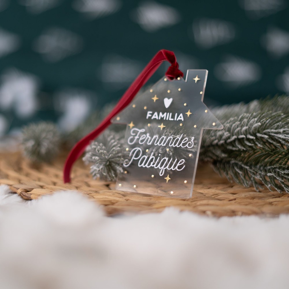 Adorno acrílico casa Navidad - Familia