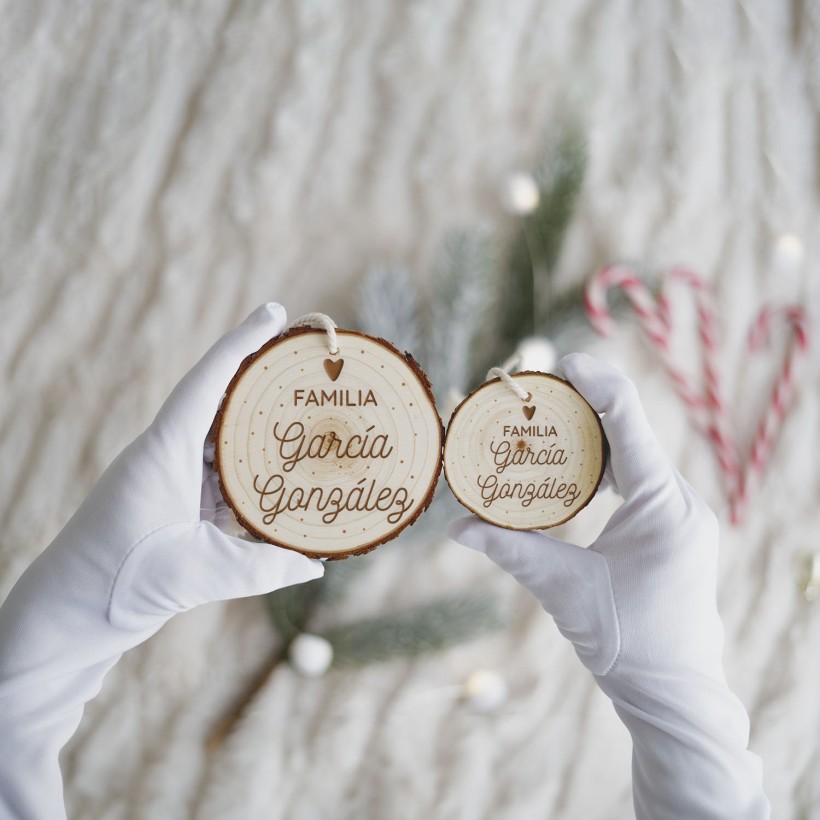 Rodaja árbol de navidad personalizada - Familia 2