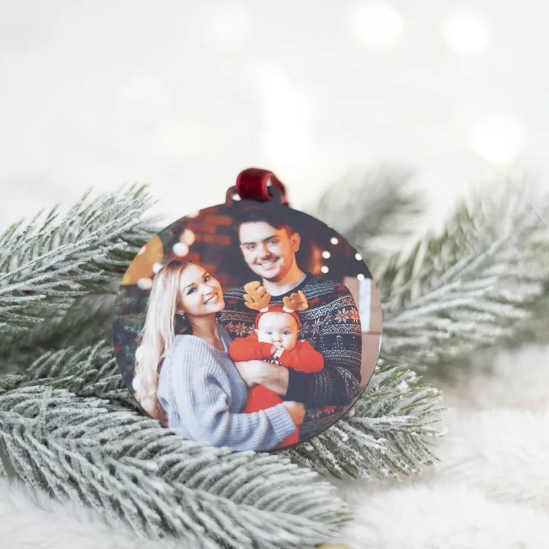 Adorno Navidad con foto completa · ejemplo de personalización