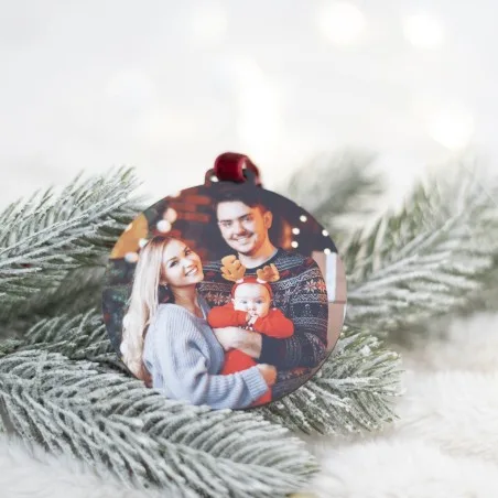 Adorno Navidad con foto completa · ejemplo de personalización