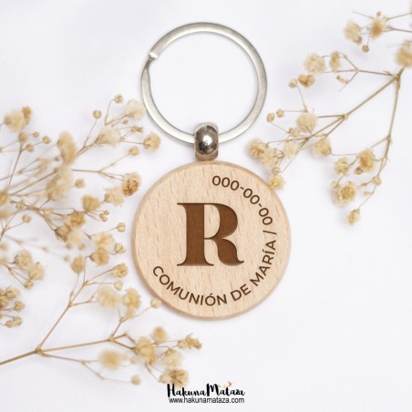 Llavero de madera - Inicial (marcasitio)