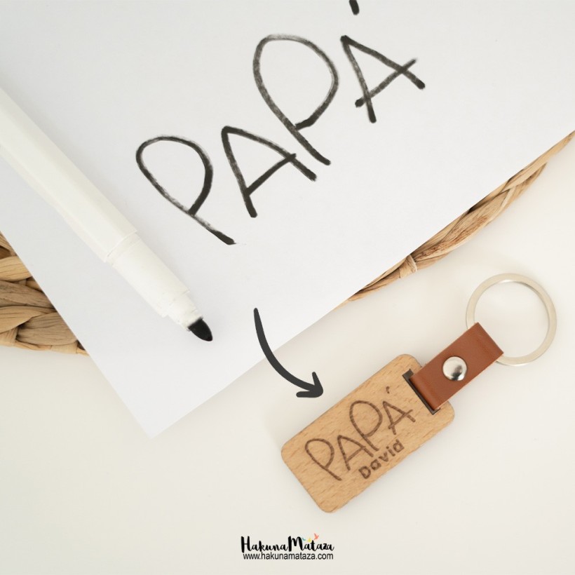 Llavero madera - Escritura infantil personalizada Llavero madera - Escritura infantil personalizada