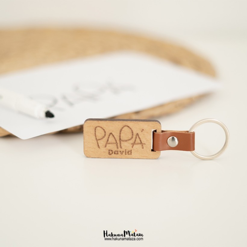Llavero madera - Escritura infantil personalizada Llavero madera - Escritura infantil personalizada