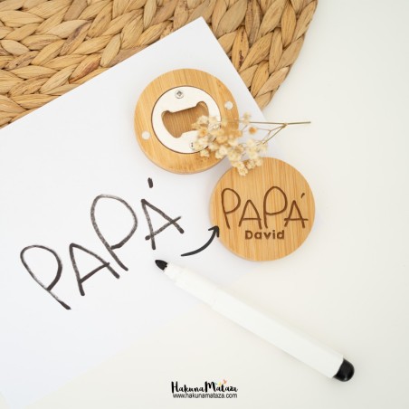 Abridor personalizado para papá - Escritura niños Abridor personalizado para papá - Escritura niños