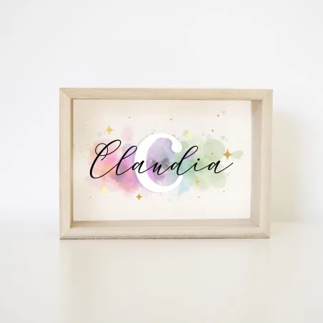 Hucha de madera personalizada - Acuarela inicial y nombre | Hakuna Mataza