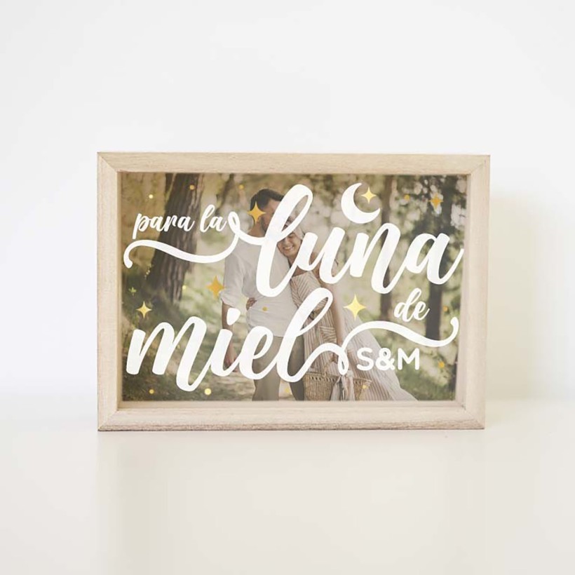 Hucha de madera personalizada - Para la luna de miel