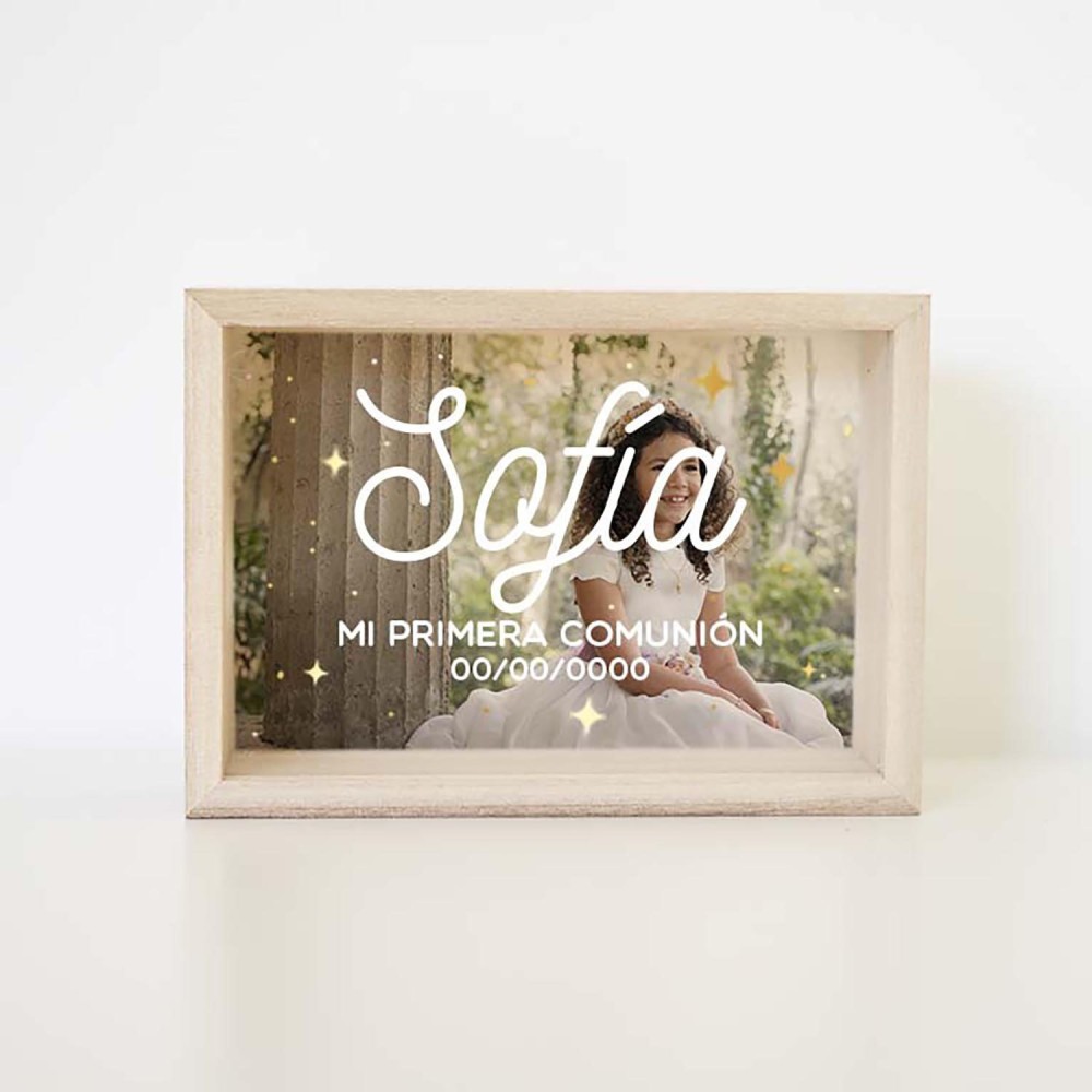 Hucha de madera personalizada - Mi primera...
