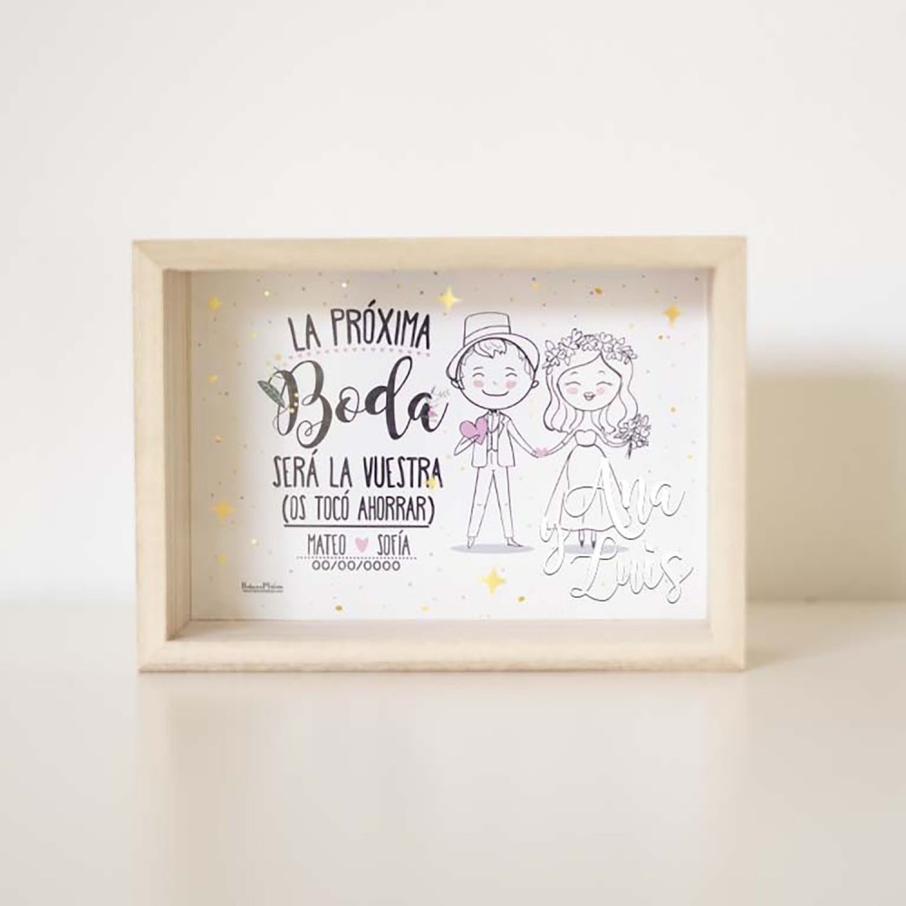 Hucha de madera personalizada - La próxima boda...