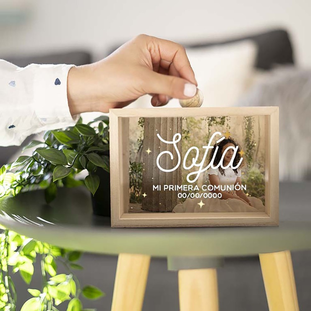 Hucha de madera personalizada - Mi primera comunión