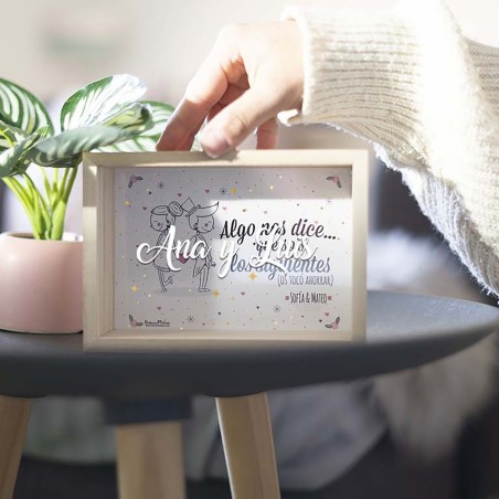 Hucha de madera personalizada - Algo nos dice