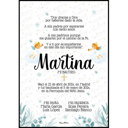 lámina personalizada mi bautizo con nombre y datos