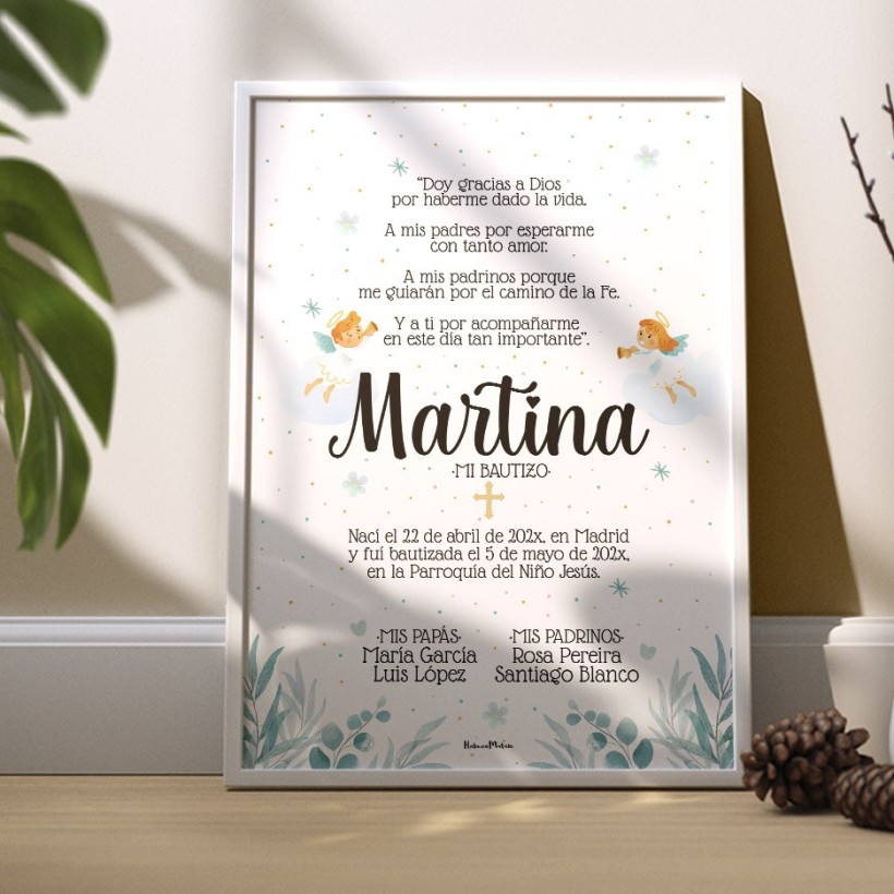 lámina personalizada mi bautizo con nombre y datos 2