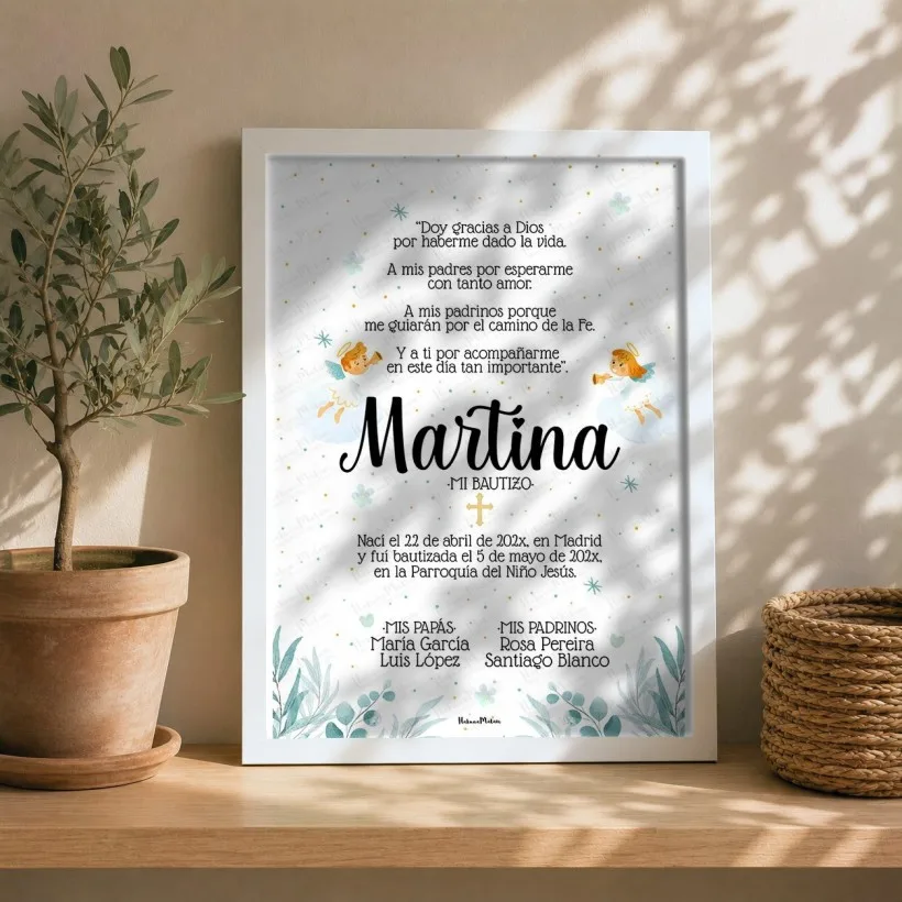 Lámina personalizada de bautizo – Mi bautizo · detalle