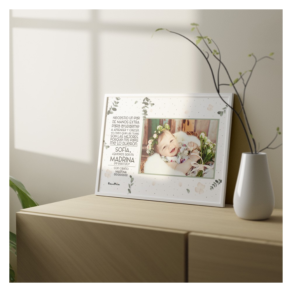 regalo madrina padrino lámina personalizada con foto decoración