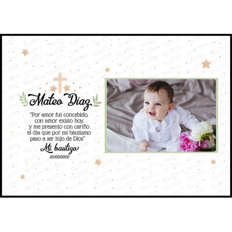 lámina personalizada con foto de bautizo bebé