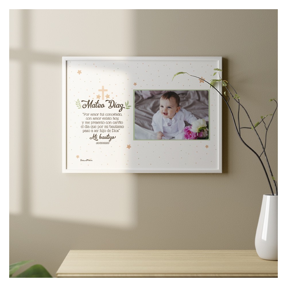 Lámina personalizada con foto de bautizo - Dedicatoria