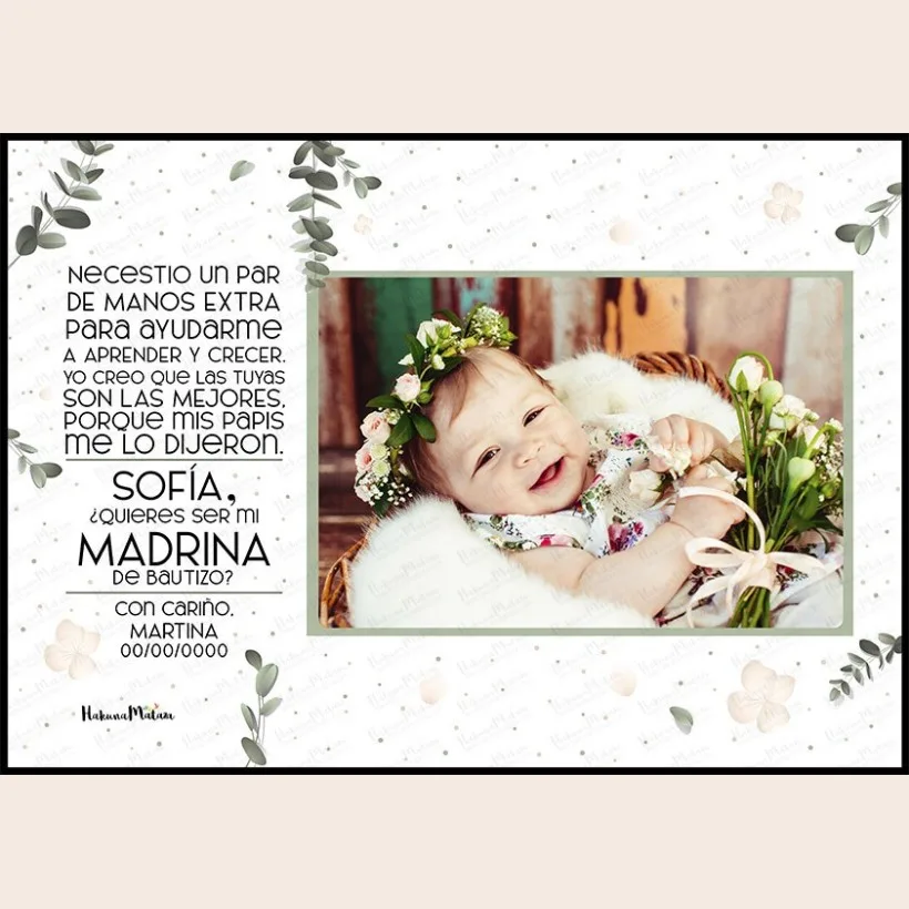 Lámina personalizada con foto – ¿Quieres ser mi madrina o padrino? · detalle 2