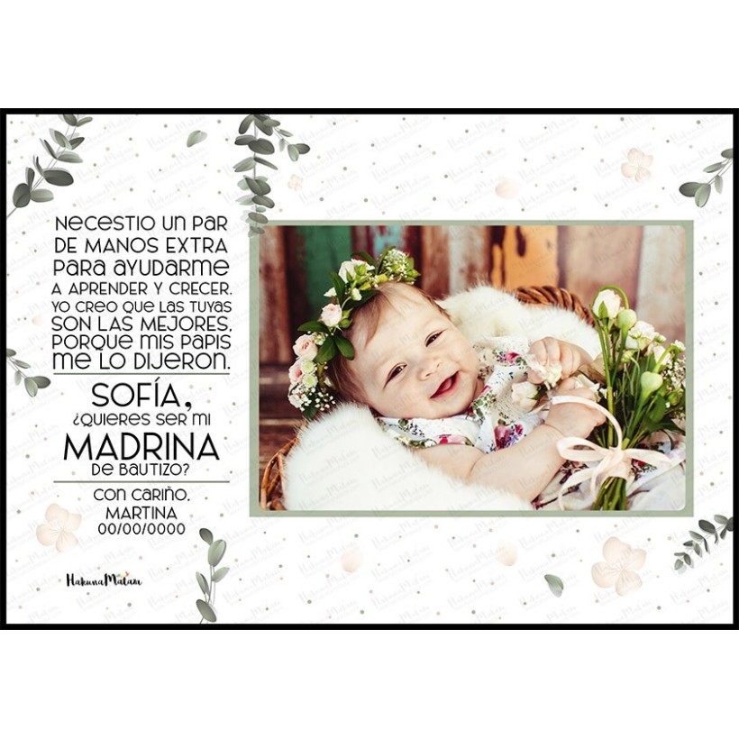 Lámina bautizo con foto - Quieres ser mi madrina / padrino Lámina bautizo con foto - Quieres ser mi madrina / padrino