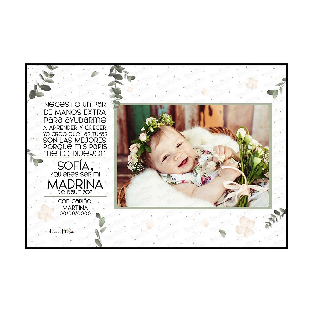 Lámina personalizada con foto - ¿Quieres ser mi madrina o padrino?