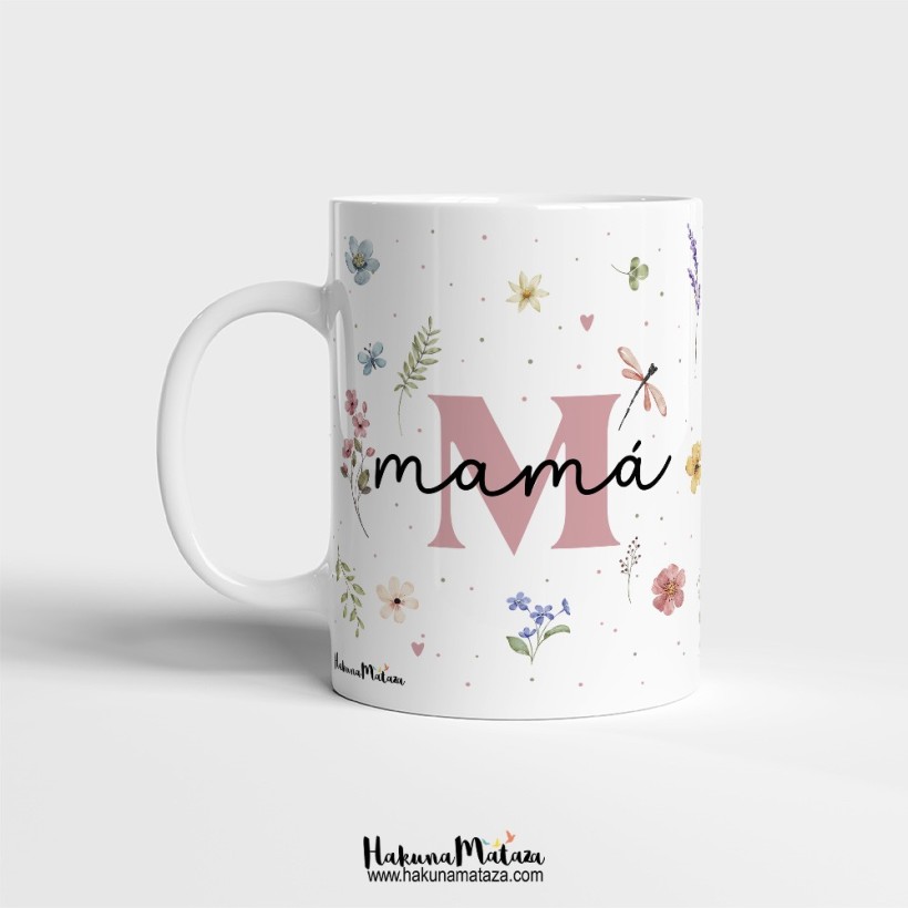 Taza personalizada - Inicial floral