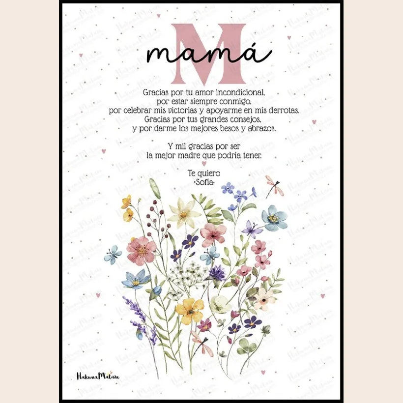 Lámina personalizada para mamá – Inicial floral | Hakuna Mataza 2