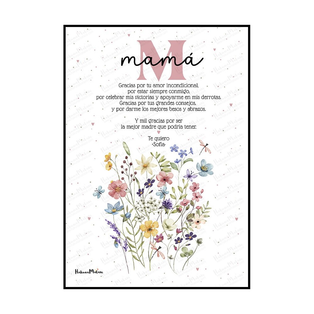 lámina personalizada mamá inicial floral